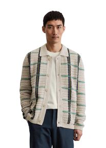Marc O'Polo MARC O'POLO Herren Cardigan "aus Bio-Baumwoll-Leinen-Mix", grau, casual, Gr. L, gestreift, Obermaterial: 92% Baumwolle, 8% Leinen, Strickjacken