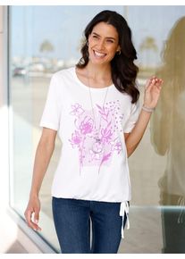 Inspirationen Damen Rundhalsshirt "Kurzarm-Shirt", lila, Gr. 38, geblümt, gemustert, unifarben, 50% Baumwolle, 50% Modal, Shirts