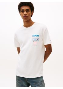 Tommy Jeans Herren T-Shirt "TJM REG USA SCRIPT SS TEE", beige, casual, Gr. L, Single Jersey, Obermaterial: 100% Baumwolle, Shirts, mit modischem Print