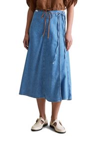 Marc O'Polo Damen Jeansrock "mit recyeltem Leinen-Garn", blau, Gr. S, MARC O'POLO DENIM, unifarben, Obermaterial: 47% Baumwolle, 33% Lyocell, 20% Leinen, Röcke