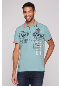 CAMP DAVID Herren Poloshirtsea mint, casual, Gr. S, bedruckt, bestickt, Material: 100% Baumwolle, Shirts, aus Baumwolle