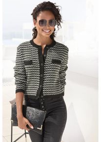 Lascana Strickjacke mehrfarbig Gr. 32/34 für Damen. Mit Rundhals. Figurbetont