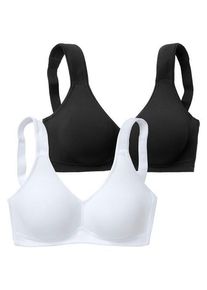 Petite Fleur Soft-BH schwarz+weiß Gr. 100C. Ohne Bügel. Nachhaltig.