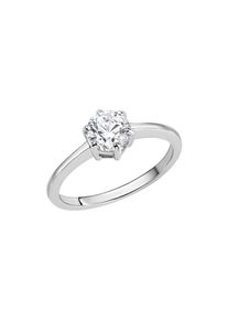 ZEEme Silber Ring Silber 925 rhodiniert mit weißem Zirkonia-Stein