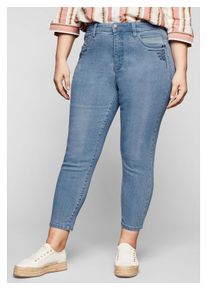 sheego Damen Stretch-Jeans "Große Größen", blau, feminin, Gr. 42, unifarben, Obermaterial: 76% Baumwolle, 22% Polyester, 2% Elasthan, Jeans, in