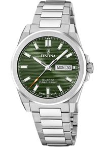 Festina Damen Quarzuhrsilberfarben, grün, Armbanduhren, Armbanduhr, Damenuhr, Herrenuhr, Swiss Made, Edelstahlarmband, Datum