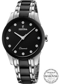 Festina Damen Quarzuhr "Ceramic Collection", schwarz, Armbanduhren, Armbanduhr, Damenuhr, Keramikarmband, Edelstahlarmband