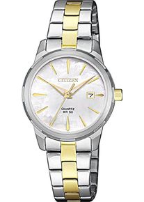 Citizen Damen Quarzuhr, silber, Armbanduhren, Armbanduhr, Damenuhr, Edelstahlarmband, Datum