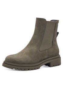 Tamaris Damen Chelseaboots, Gr. 36, grün, Nubukleder, Elastischer Einsatz, unifarben, klassisch, Schuhe, Blockabsatz, Combat-Boots, Stiefelette mit