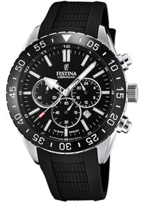 Festina Herren Chronograph "Keramik Kollektion", schwarz, Armbanduhren, Armbanduhr, Quarzuhr, Herrenuhr, Stoppfunktion, Edelstahlarmband