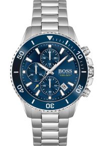 BOSS Herren Chronograph "ADMIRAL", silber, Armbanduhren, Quarzuhr, Herrenuhr, Armbanduhr, Stoppfunktion, Edelstahlarmband