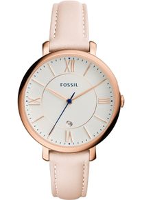 Fossil Damen Quarzuhr "JACQUELINE", rosa, Armbanduhren, Armbanduhr, Damenuhr, Datum, analog, Lederarmband