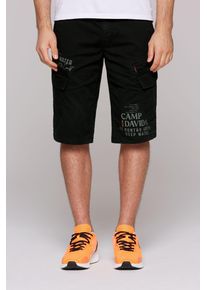 CAMP DAVID Herren Cargoshorts, schwarz, casual, Gr. XXL, bedruckt, Material: 97% Baumwolle, 3% Elasthan, Hosen, mit Gesäßtaschen