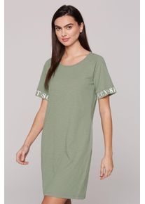 SOCCX Damen Sommerkleid, grün, casual, Gr. S, Material: 100% Baumwolle, Kleider, mit Taschen