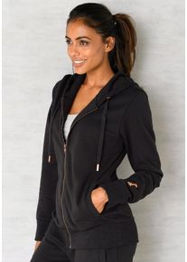 Große Größen Sweatjacke Gr. 44/46 schwarz meliert für Damen