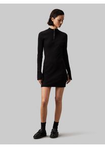 Calvin Klein Jeans Minikleid »VARIEGTAED RIB HALF ZIP LS DRESS«, mit Reissverschluss