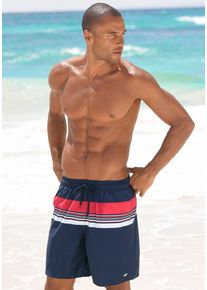 Badeshorts Kangaroos, Herren, Gr. M (50), N-Gr, blau (marine, rot), Polyester, gestreift, Badehosen Badeshorts, mit Streifen