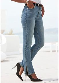 Buffalo 5-Pocket-Jeans blau Gr. 34 für Damen. Mit Nieten. Figurbetont. Nachhaltig.