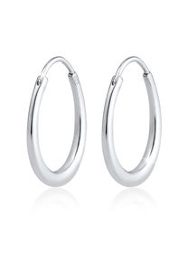 Elli Damen Paar Creolen "Creolen Oval 925 Sterling Silber", OneSize, ohne Stein, Silber 925 (Sterlingsilber), silber, Silber 925 (Sterlingsilber),