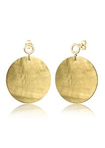 Elli Damen Paar Ohrhänger "Hänger Perlmutt-Scheibe Schimmernd 925 Silber", OneSize, ohne Stein, Silber 925 (Sterlingsilber), gold, Silber 925