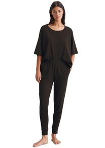 Marc O'Polo MARC O'POLO Damen Loungehose "Mix & Match Cotton-Woven", Gr. M, schwarz, Single Jersey, Obermaterial: 100% Baumwolle, meliert, modisch, Hosen, mit