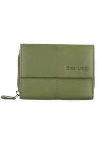 Geldbörse, GreenLand Nature, grün, Leder, Baumwolle, unifarben, modisch, Kleinlederwaren, Reißverschlussbörse, Damenbörse, Portemonnaie