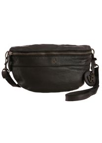 Harbour 2nd Damen Gürteltasche "Jutta", schwarz, Leder, washed, Taschen, Umhängetasche Bauchtasche mit Ankeranhänger