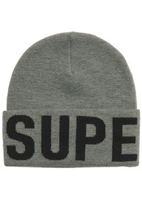 Superdry Damen Beanie "BRANDED KNITTED BEANIE HAT", grau, casual, meliert, Strick, Materialmix, Mützen