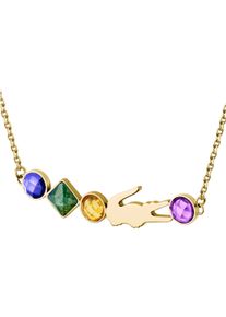 Lacoste Damen Kette mit Anhänger "DEVA, 2040360", Edelstahl, L: 51cm B: 1,5mm, gold, Edelstahl, B:1,5mm, Halsketten, mit Sodalith, Topas, Amethyst,