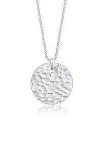 Elli Damen Kette mit Anhänger "Plättchen Kreis Rund Gehämmert 925 Silber", 60, ohne Stein, Silber 925 (Sterlingsilber), L: 60cm, silber, Silber 925