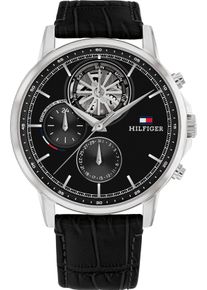 Tommy Hilfiger Herren Multifunktionsuhr "STEWART", schwarz, Armbanduhren, Quarzuhr, Armbanduhr, Herrenuhr, Datum, Lederarmband