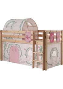 Hochbett Vipack, B:106cm H:214cm L:210cm, beige, Jugendzimmer, Hochbetten, "Pino, Spielbett massiv Kiefer, stabil gebaut, 3 Korpusfarben zur Wahl",