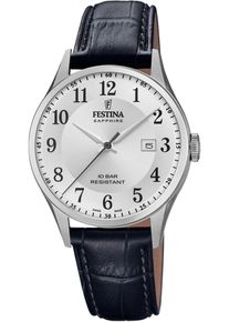 Festina Damen Quarzuhr "Swiss Made Collection", schwarz, Armbanduhren, Armbanduhr, Herrenuhr, Damenuhr, Datum, Lederarmband, Saphirglas