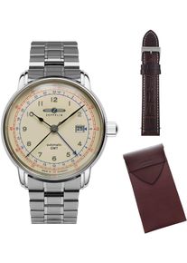 Zeppelin Herren Automatikuhr "LZ 126 Los Angeles Automatic GMT"silberfarben, Armbanduhren, Armbanduhr, Herrenuhr, Made in Germany, Mechanische Uhr