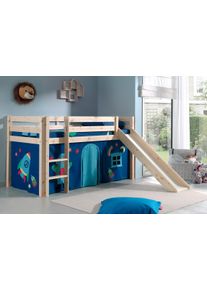 Hochbett Vipack, B:218cm H:114cm L:210cm, beige, Jugendzimmer, Hochbetten, "Pino, Spielbett massiv Kiefer, stabil gebaut, 3 Korpusfarben zur Wahl",