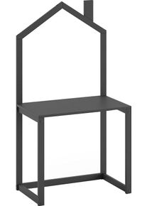 Kinderschreibtisch Vipack, B:80cm H:120,6cm T:50cm, grau, Tische, "Dallas, Ausführung Kiefer massiv, stabil gebaut", mit Haus-Optik, große