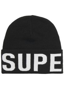 Superdry Damen Beanie "BRANDED KNITTED BEANIE HAT", schwarz, casual, unifarben, Strick, Materialmix, Mützen