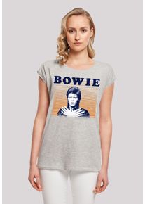 F4NT4STIC Damen T-Shirt "David Bowie Orange Stripes", grau, casual, Gr. XXXL, Obermaterial: 100% Baumwolle, Shirts, Print