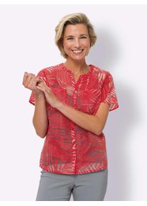 Classic Basics Damen Kurzarmbluse, rot, Gr. 44, unifarben, 100% Polyester, Blusen