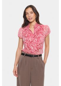 Saint Tropez Damen Rüschenbluse "LiljaSZ Crinkle SS Shirt"fruit dove blooming, feminin, Gr. M, geblümt, Chiffon, Obermaterial: 100% Polyester, Blusen