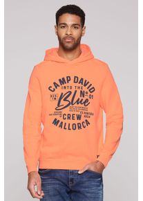 CAMP DAVID Herren Kapuzensweatshirt, orange, casual, Gr. XXL, bedruckt, Material: 100% Baumwolle, Sweatshirts, aus Baumwolle