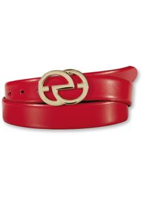 Silbergift Damen Koppelgürtel, rot, elegant,feminin,klassisch,modisch, Gr. 100, unifarben, Rindsleder, Gürtel, mit grafischer Schließe
