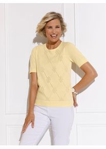 Classic Basics Damen Ajourpullover "Kurzarm-Pullover", gelb, Gr. 54, unifarben, 100% Polyacryl, Pullover