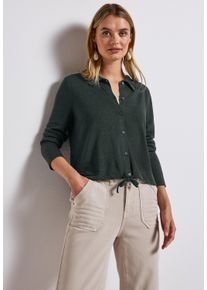 Street One Damen Strickjackepine grove grün, casual, Gr. 38, unifarben, meliert, Strick, Obermaterial: 80% Polyester, 20% Viskose, Strickjacken, mit