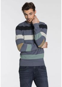 Tom Tailor Herren Strickpullover, blau, casual, Gr. XL, Strick, Obermaterial: 100% Baumwolle, Pullover, mit Blockstreifen