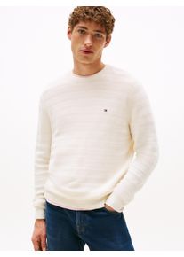 Tommy Hilfiger Herren Rundhalspullover "STRIPE STRUCTURE", weiß, casual, Gr. XXL, Strick, Obermaterial: 100% Baumwolle, Pullover, regular fit, leicht