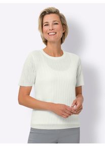 Classic Basics Damen Kurzarmpullover "Kurzarm-Pullover", beige, Gr. 46, unifarben, 100% Polyacryl, Pullover