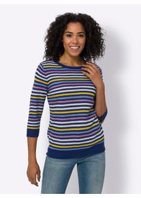 Classic Basics Damen Ajourpullover "Ajour-Pullover"royalblau, ecru, geringelt, Gr. 42, gemustert, gestreift, 100% Polyacryl, Pullover