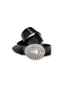 Silbergift Damen Koppelgürtel, schwarz, feminin,modisch,elegant, Gr. 100, unifarben, Rindsleder, Gürtel, mit silberfarbener Schließe