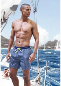 s.Oliver Herren Badeshorts, blau, Gr. S, bedruckt, Recycling-Polyester, Badehosen, mit kontrastfarb